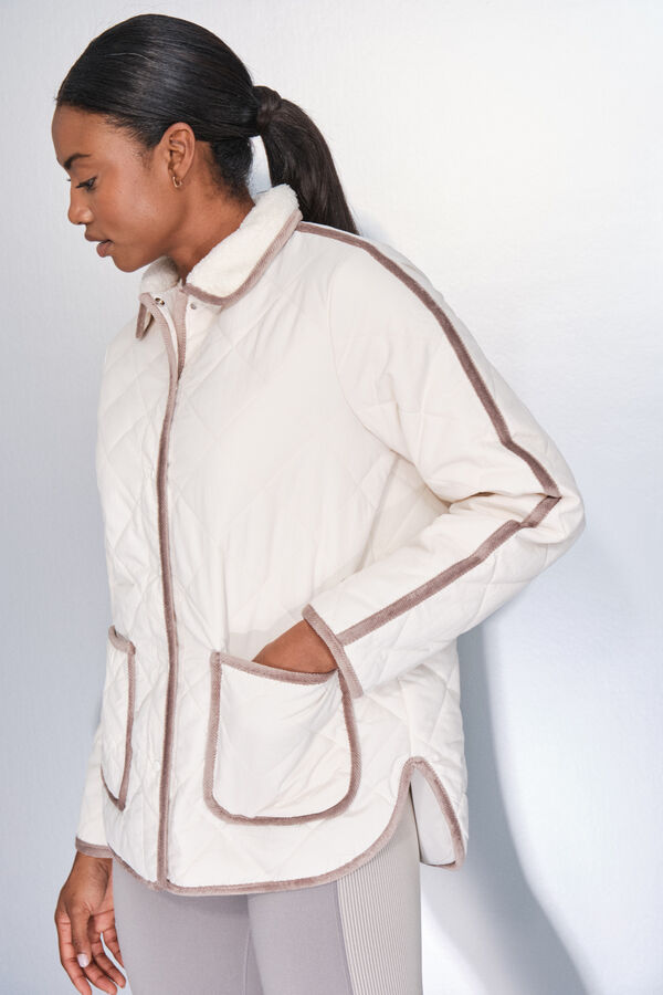 Dash and Stars Chamarra acolchada de rombos beige beige