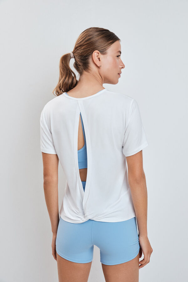 Dash and Stars Playera con abertura en la espalda blanca blanco