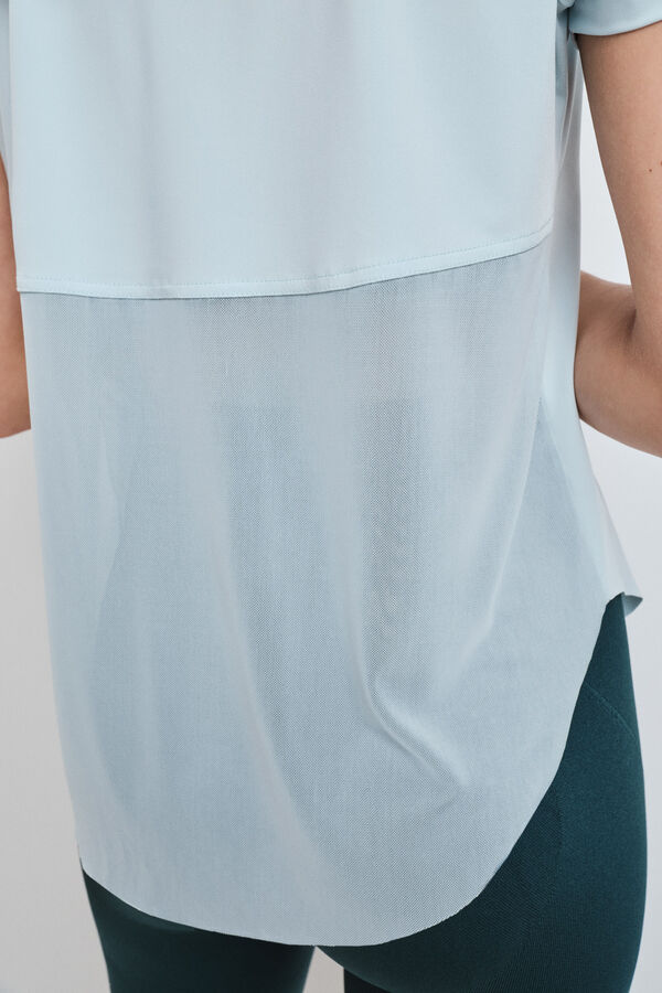 Dash and Stars Playera manga corta panel mesh azul azul