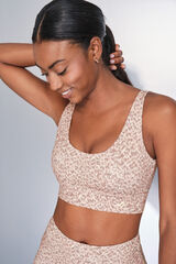 Dash and Stars Brasier deportivo con estampado animal 4D STRETCH en color blanco beige