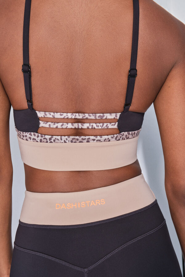 Dash and Stars Brasier deportivo negro con estampado animal 4D STRETCH  negro