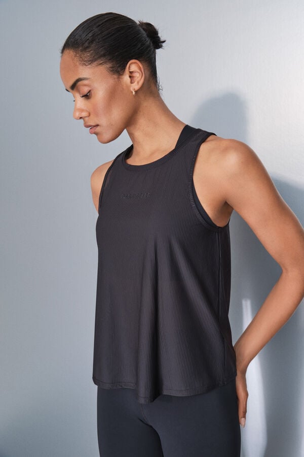 Dash and Stars Playera negra con cuello halter negro