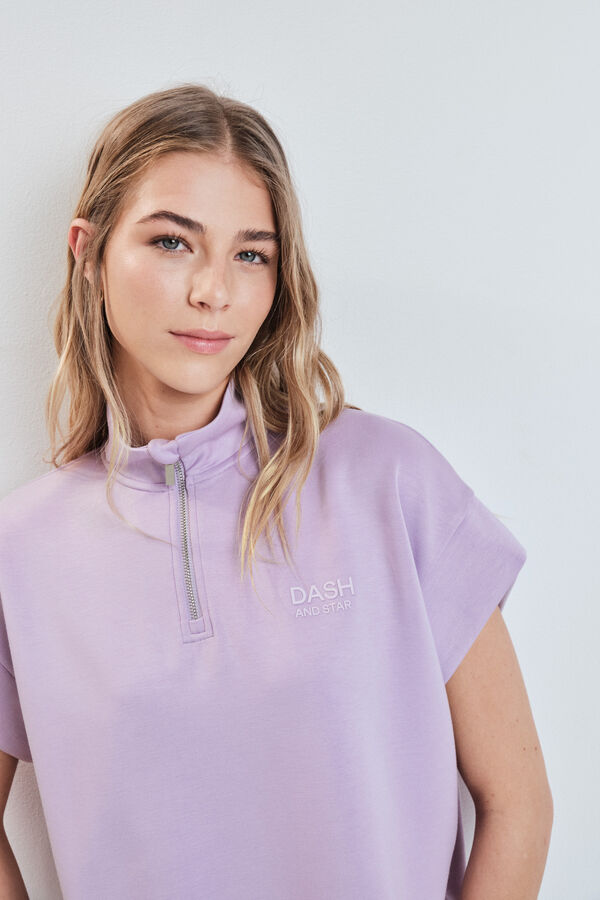 Dash and Stars Sudadera de manga corta de viscosa suave rosa morado/lila