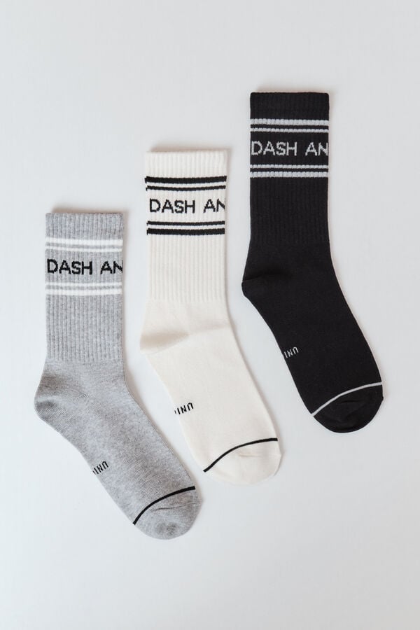 Dash and Stars Pack 3 calcetines medios de algod&oacute;n blanco