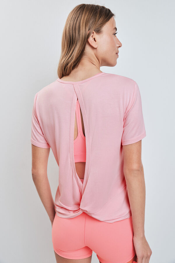 Dash and Stars Playera con abertura en la espalda rosa rosa