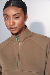 Dash and Stars Sudadera marrón con cierre en el cuello café