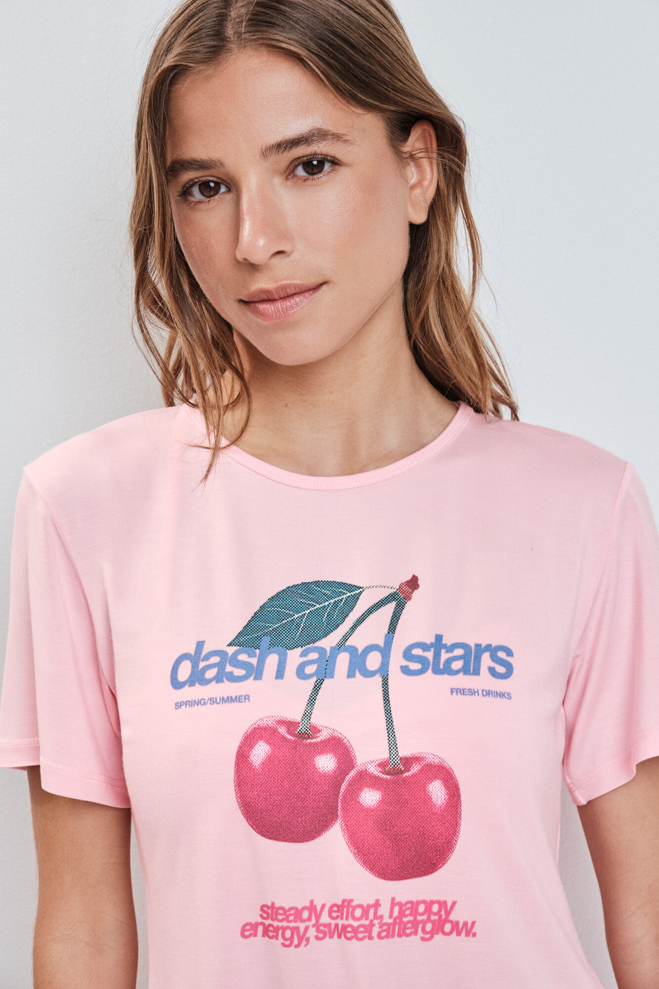 Dash and Stars Playera con abertura en la espalda rosa