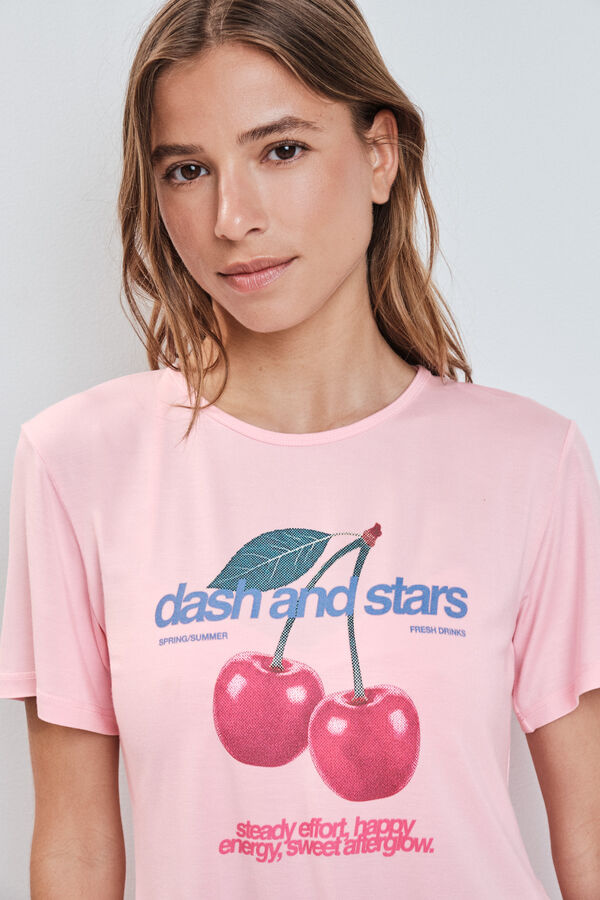 Dash and Stars Playera con abertura en la espalda rosa rosa