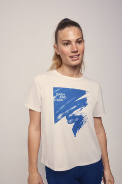Dash and Stars Camiseta algodón pincelada azul azul