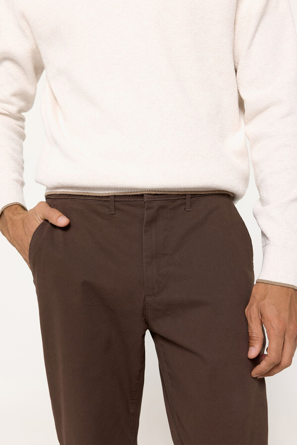 Fifty Outlet Pantalón chino liso Marrón Oscuro