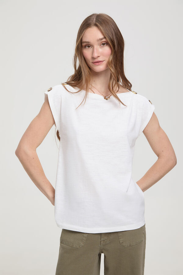 Fifty Outlet Playera botones hombros Blanco