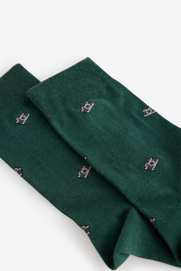 Fifty Outlet Calcetines media caña con print de cámaras Kaki Oscuro