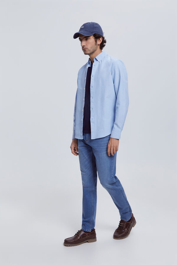 Milano Camisa Oxford Lisa Bolsillo Azul