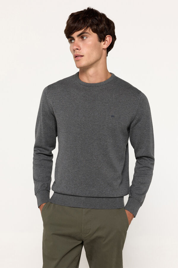 Fifty Outlet Suéter básico cuello redondo ajustado Gris