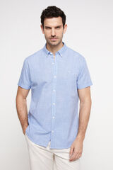 Fifty Outlet Camisa Slub Micro dibujo Azul