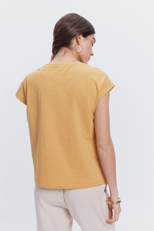 Fifty Outlet Camiseta pliegues hombros Dorado/ Mostaza