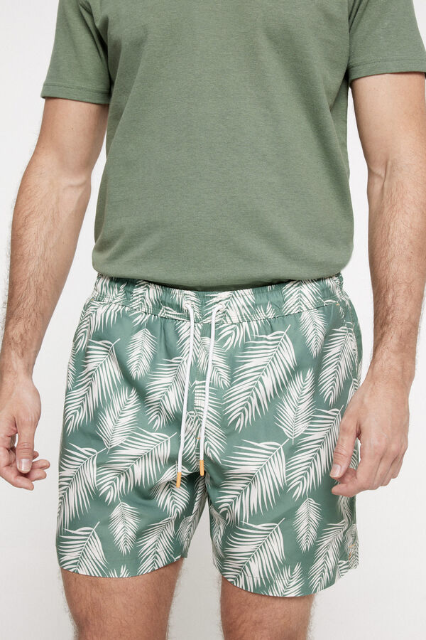 Fifty Outlet Bañador con estampado hoja de palmera. Verde