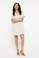Milano Vestido corto tejido r&uacute;stico, corte fluido. Beige