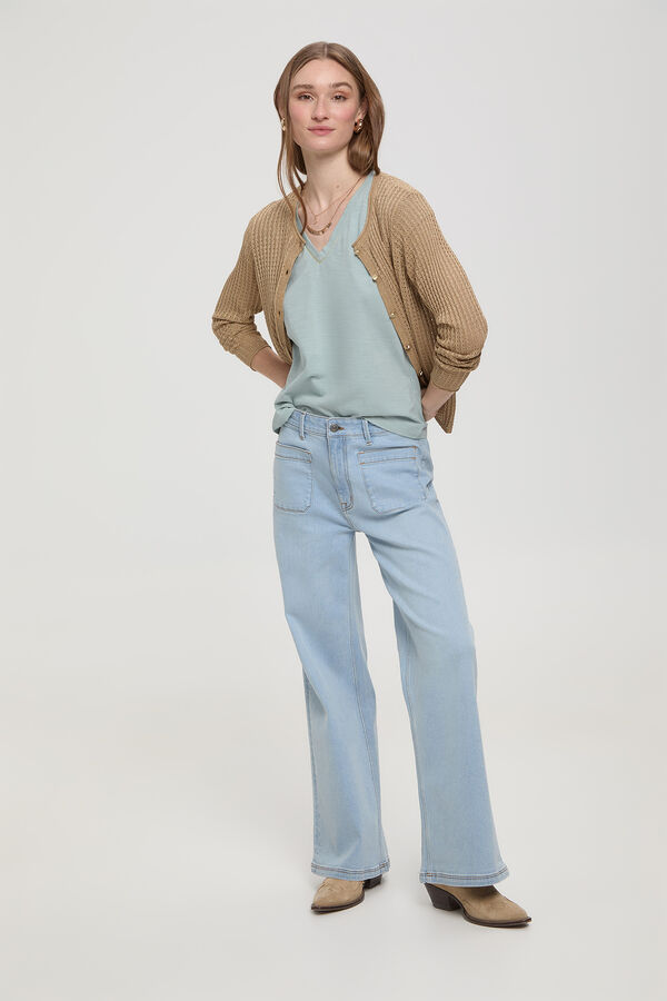 Milano Camiseta escote pico fornitura de lurex Verde