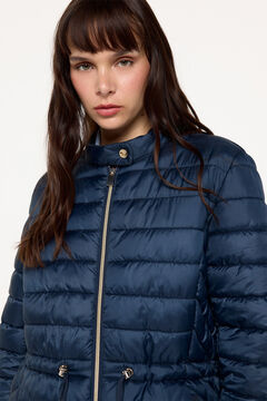 Fifty Outlet Abrigo acolchado cuello alto corte cintura Navy