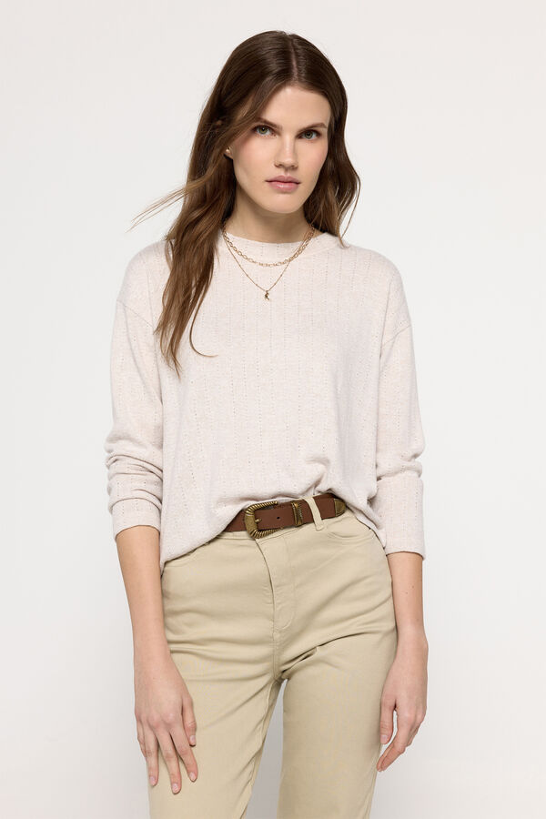 Fifty Outlet Suéter soft touch pointelle Beige