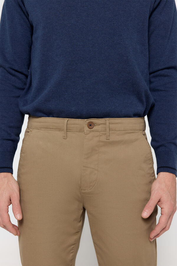 Fifty Outlet Pantalón chino liso Marrón Oscuro