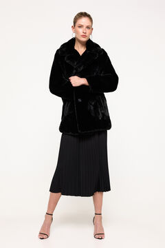 Fifty Outlet Abrigo efecto pelo Negro