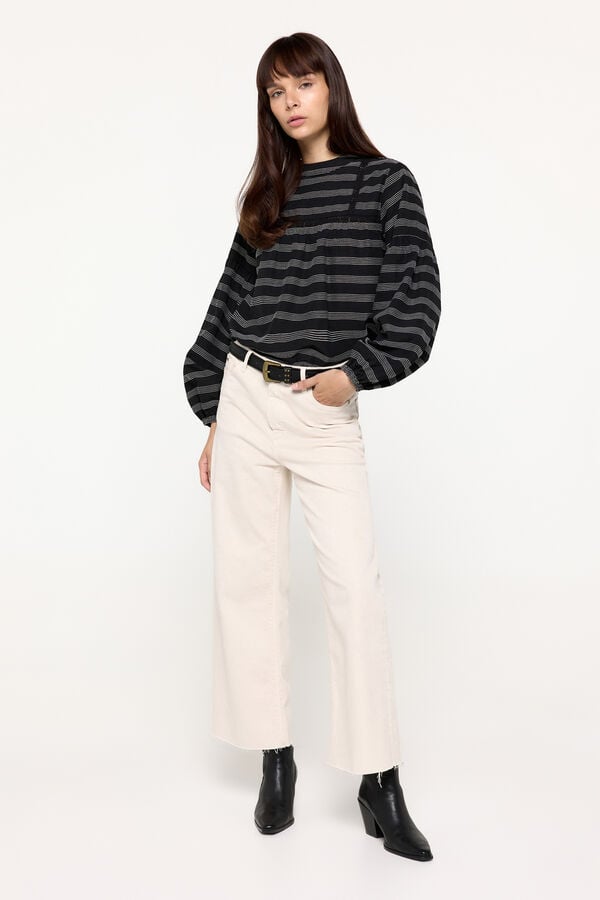 Fifty Outlet Blusa fluida canesú Negro