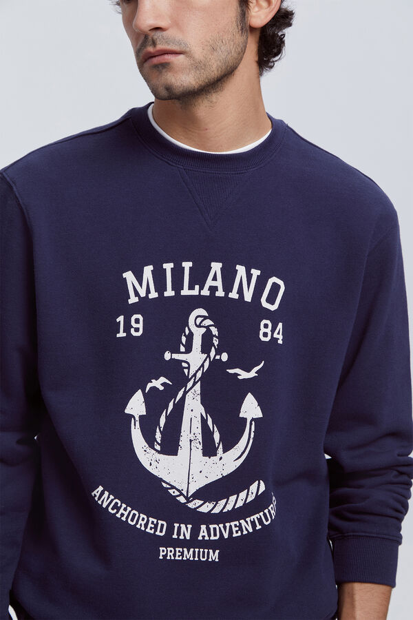 Fifty Outlet Sudadera algodón estampada Navy