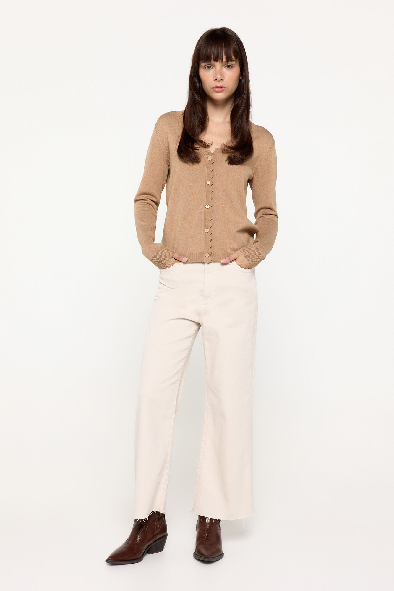 Milano Cardigan de punto de viscosa con detalle ondas