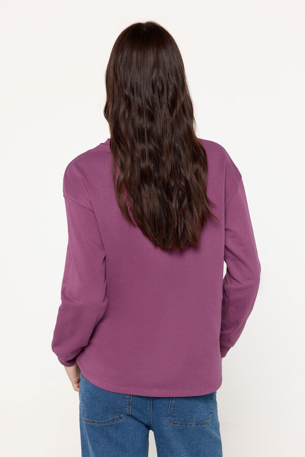 Fifty Outlet Sudadera estampada dobladillo con faldón Morado/Lila