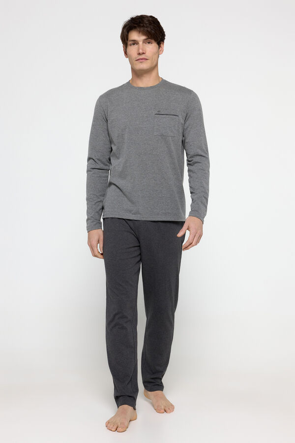 Milano Pijama largo single jersey monocolor Marengo