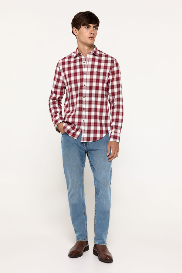 Fifty Outlet Camisa twill cuadros natural