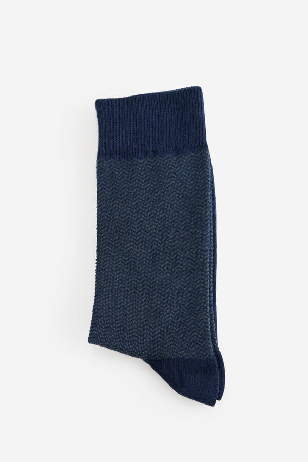Fifty Outlet Calcetines fantasía con estructura de espiga Navy