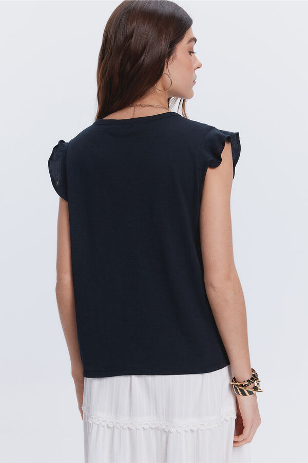 Fifty Outlet Camiseta botones en escote Azul