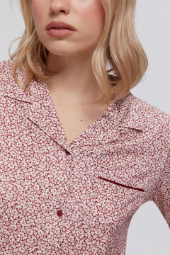 Fifty Outlet Pijama camisero micro print flores Granate