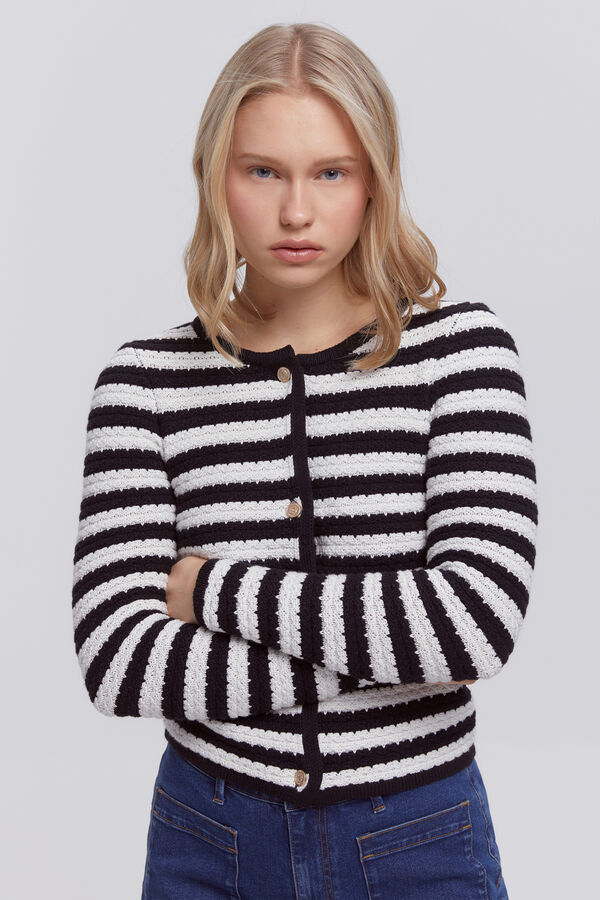 Fifty Outlet Chaqueta de algodón en tejido de rayas bicolor natural