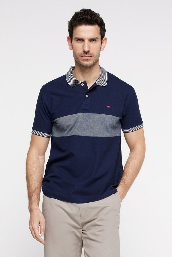 Fifty Outlet Polo pique cuello rallado Navy