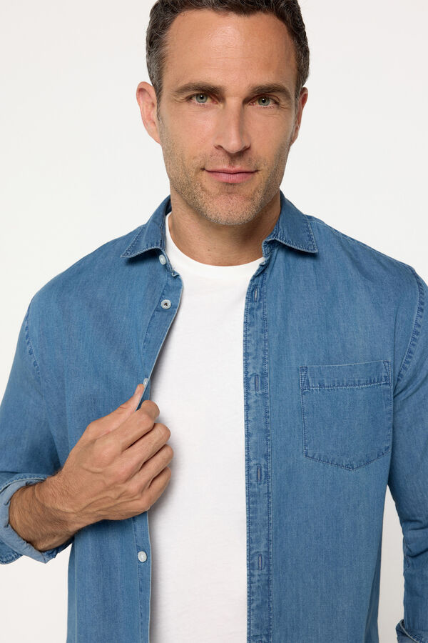 Fifty Outlet Camisa denim lisa Azul Claro