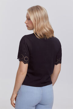 Fifty Outlet Camiseta con mangas bordadas Negro