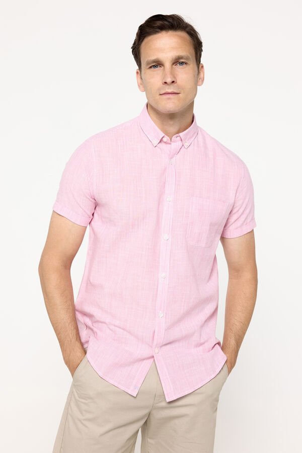 Milano Camisa sport a rayas de manga corta Rojo
