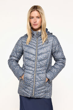 Fifty Outlet Abrigo acolchado de tejido estampado con capucha natural