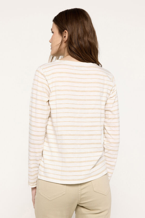 Milano Camiseta manga larga rayas con lurex Marfil