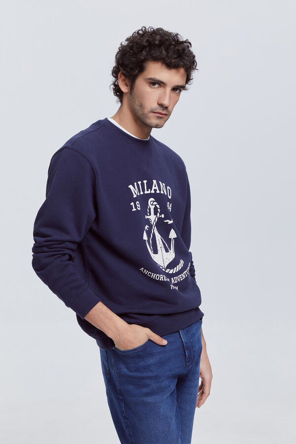 Fifty Outlet Sudadera algodón estampada Navy