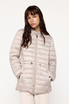 Fifty Outlet Abrigo acolchado cuello alto corte cintura Beige
