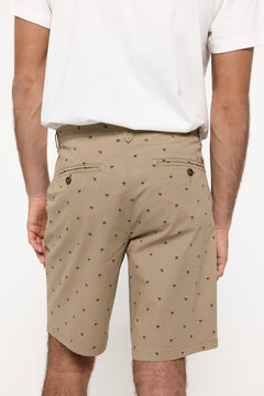 Fifty Outlet Bermudas algodón con microestampado Tostado