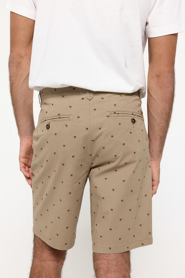 Fifty Outlet Bermudas algodón con microestampado Tostado