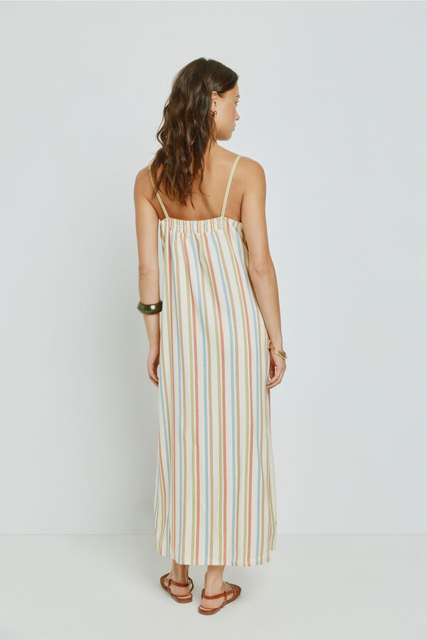 Milano Vestido con escote en pico y tirantes Coral