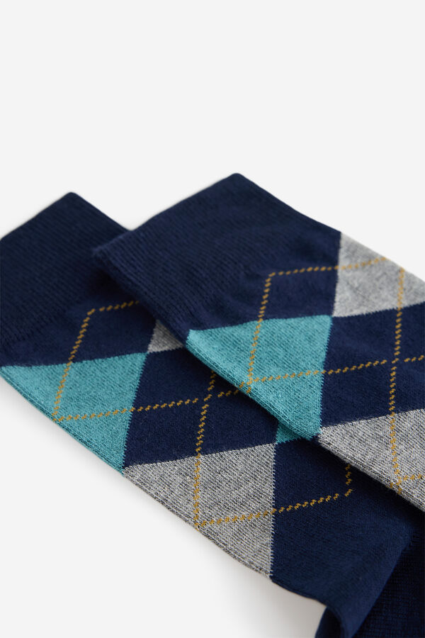 Fifty Outlet Calcetines fantasía con rombos azules Navy