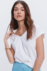 Fifty Outlet Camiseta pliegues hombros Blanco